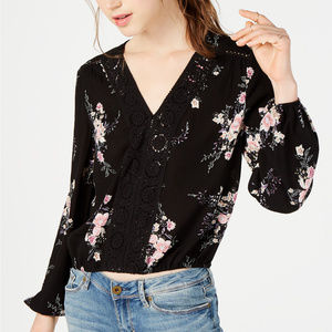 American Rag Juniors Printed Crochet-Trimm Black